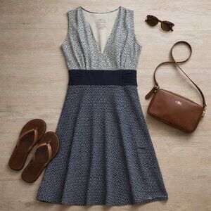 Patagonia Organic Cotton Margot Sleeveless Country Ikat Blue Colorblock Sundress